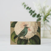 Chic  Bird camellia franse botanische kunst Briefkaart (Staand voorkant)