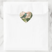 Chic  Bird camellia franse botanische kunst Hart Sticker (Tas)