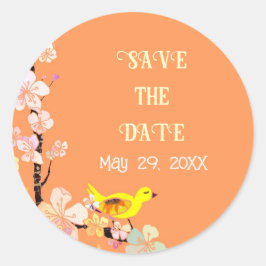 Chic Bird Wedding Save the Date Ronde Sticker
