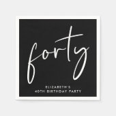 Chic Black 40ste verjaardagsfeestje Servet (Voorkant)