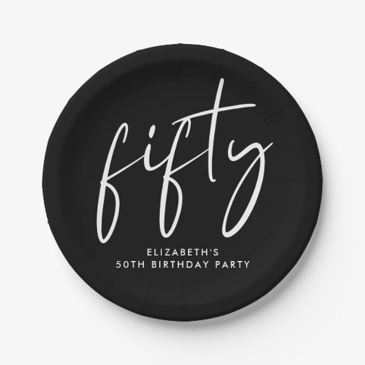 Chic Black 50ste verjaardagsfeestje Papieren Bordje (Voorkant)