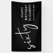 Chic Black 60th Birthday Party Spandoek (Verticaal)