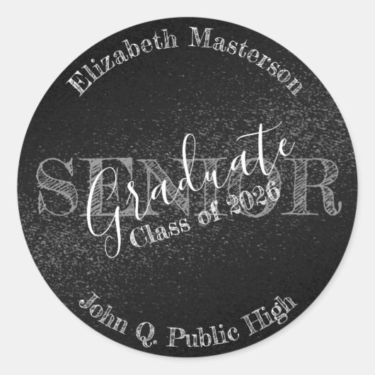 Chic Black Afstuderen Afstuderen hogere klasse Ronde Sticker (Voorkant)