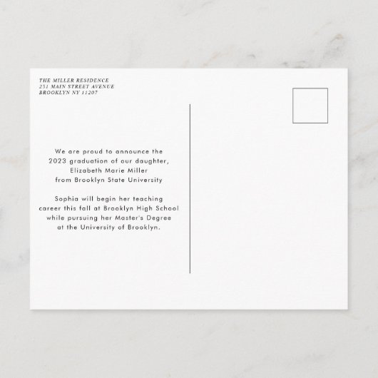 Chic Black Afstuderen Gold Glitter Photo Afstudere Aankondigingskaart (Achterkant)