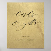 Chic, Black and Gold, Cards and Gifts Wedding Sign Poster (Voorkant)