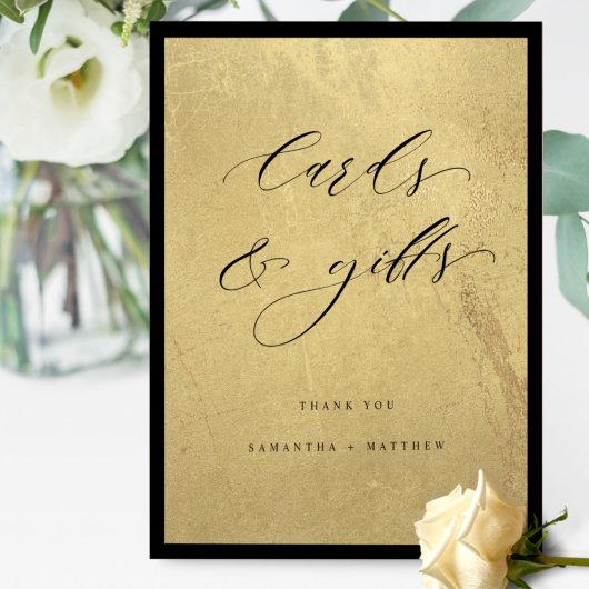 Chic, Black and Gold, Cards and Gifts Wedding Sign Poster