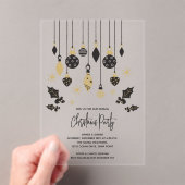 Chic Black and Gold Christmas Ornaments  Acryl Uitnodigingen (Insitu (Draagbaar))
