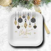 Chic Black and Gold Christmas Ornaments Papieren Bordje