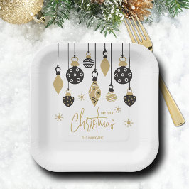 Chic Black and Gold Christmas Ornaments Papieren Bordje