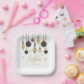 Chic Black and Gold Christmas Ornaments Papieren Bordje (Feest)