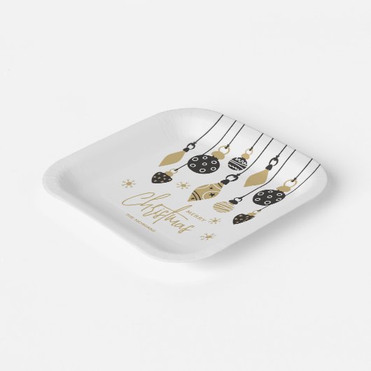 Chic Black and Gold Christmas Ornaments Papieren Bordje (Gebogen)
