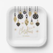 Chic Black and Gold Christmas Ornaments Papieren Bordje (Voorkant)