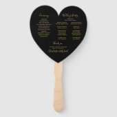 Chic Black and Gold Wedding Program Handwaaier (Achterkant)