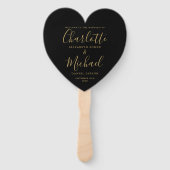 Chic Black and Gold Wedding Program Handwaaier (Voorkant)