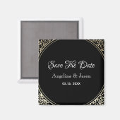Chic Black and Gold Wedding Save the Date Magneet (Voorkant / Achterkant)