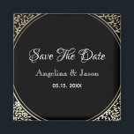 Chic Black and Gold Wedding Save the Date Magneet<br><div class="desc">Black and Gold Floral Wedding Save the Date magnet. Luxe,  elegant,  eenvoudig. Alle grafische elementen zijn vrij voor verandering,  beweging of zelfs verwijderen - maak uw beste combinatie!</div>