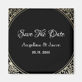 Chic Black and Gold Wedding Save the Date Magneet (Voorkant)