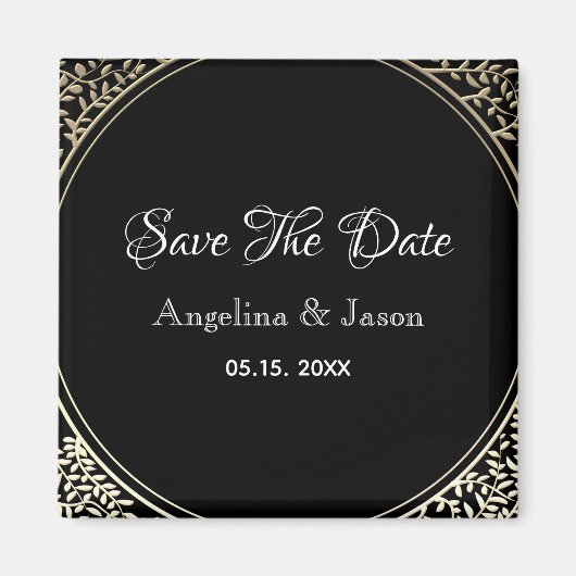 Chic Black and Gold Wedding Save the Date Magneet (Voorkant)