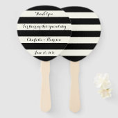 Chic Black and iory stripes script bruiloft Handwaaier (Voorkant en achterkant)