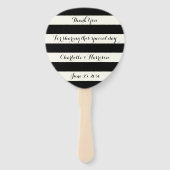 Chic Black and iory stripes script bruiloft Handwaaier (Voorkant)
