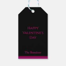 Chic Black and Pink Valentine's Day Gift Tag  Cadeaulabel