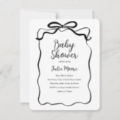 Chic Black and White Bow Baby shower Uitnodiging (Voorkant)