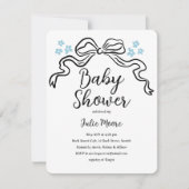 Chic Black and White Bow Baby shower Uitnodiging (Voorkant)