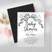 Chic Black and White Bow Baby shower Uitnodiging