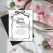 Chic Black and White Bow Baby shower Uitnodiging