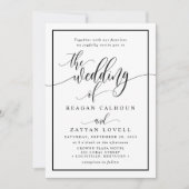 Chic Black and White Calligraphy Script Wedding in Kaart (Voorkant)