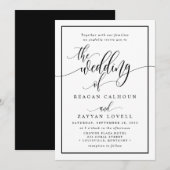 Chic Black and White Calligraphy Script Wedding in Kaart (Voorkant / Achterkant)
