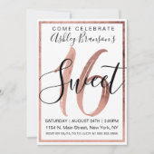 Chic Black and White Faux Roos Gold Foil Sweet 16 Kaart (Voorkant)