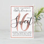 Chic Black and White Faux Roos Gold Foil Sweet 16 Kaart (Staand voorkant)