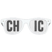 "CHIC" Black and White Party Retro Zonnebril (Voorkant)