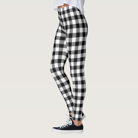 Chic Black And White Plaid Gingham Checkered  Leggings (Links)