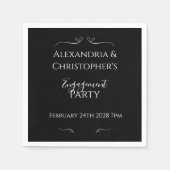 Chic Black and White Script Engagement Party Servet (Voorkant)