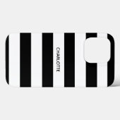 Chic black and white stripes custom name monogram Case-Mate iPhone case (Achterkant (horizontaal))