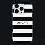 Chic black and white stripes custom name monogram iPhone 16 pro hoesje<br><div class="desc">Tabblad zwart-wit strepen aangepaste naam monogram Hoesje-Mate Samsung Galaxy s8 Hoesje</div>
