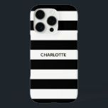 Chic black and white stripes custom name monogram iPhone 16 pro hoesje<br><div class="desc">Tabblad zwart-wit strepen aangepaste naam monogram Hoesje-Mate Samsung Galaxy s8 Hoesje</div>