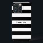 Chic black and white stripes custom name monogram Case-Mate iPhone case<br><div class="desc">Afbeelding zwart-wit strepen Hoesje op aangepaste naam voor iPad Air</div>