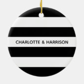 Chic black and white stripes custom name monogram keramisch ornament (Achterkant)