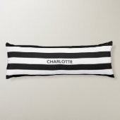 Chic black and white stripes custom name monogram lichaamskussen (Achterkant)