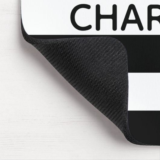 Chic black and white stripes custom name monogram muismat (Hoek)