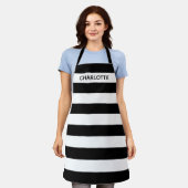 Chic black and white stripes custom name monogram schort (Gedragen)