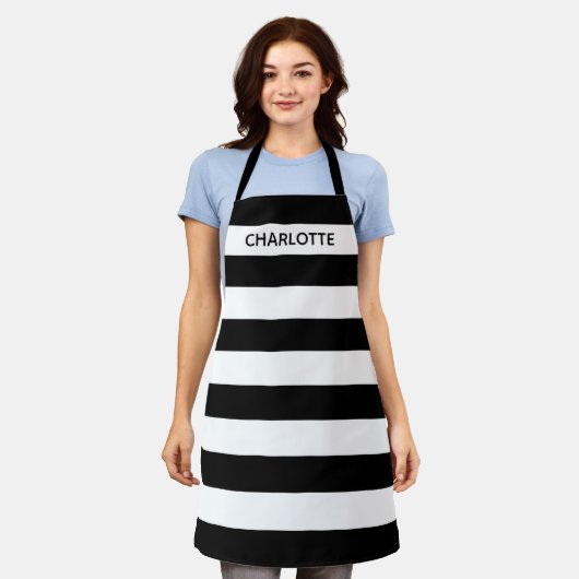 Chic black and white stripes custom name monogram schort (Gedragen)