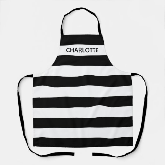 Chic black and white stripes custom name monogram schort (Voorkant)
