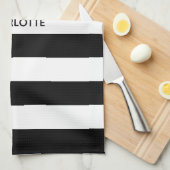 Chic black and white stripes custom name monogram theedoek (Quarter Fold)