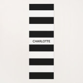 Chic black and white stripes custom name monogram yogamat (Achterkant)