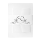 Chic Black and White Wedding Hand Drawn Monogram Uitnodigingen Wikkel (Voorkant Voorbeeld)