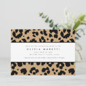 Chic Black Animal Print Leopard Baby shower Kaart (Staand voorkant)